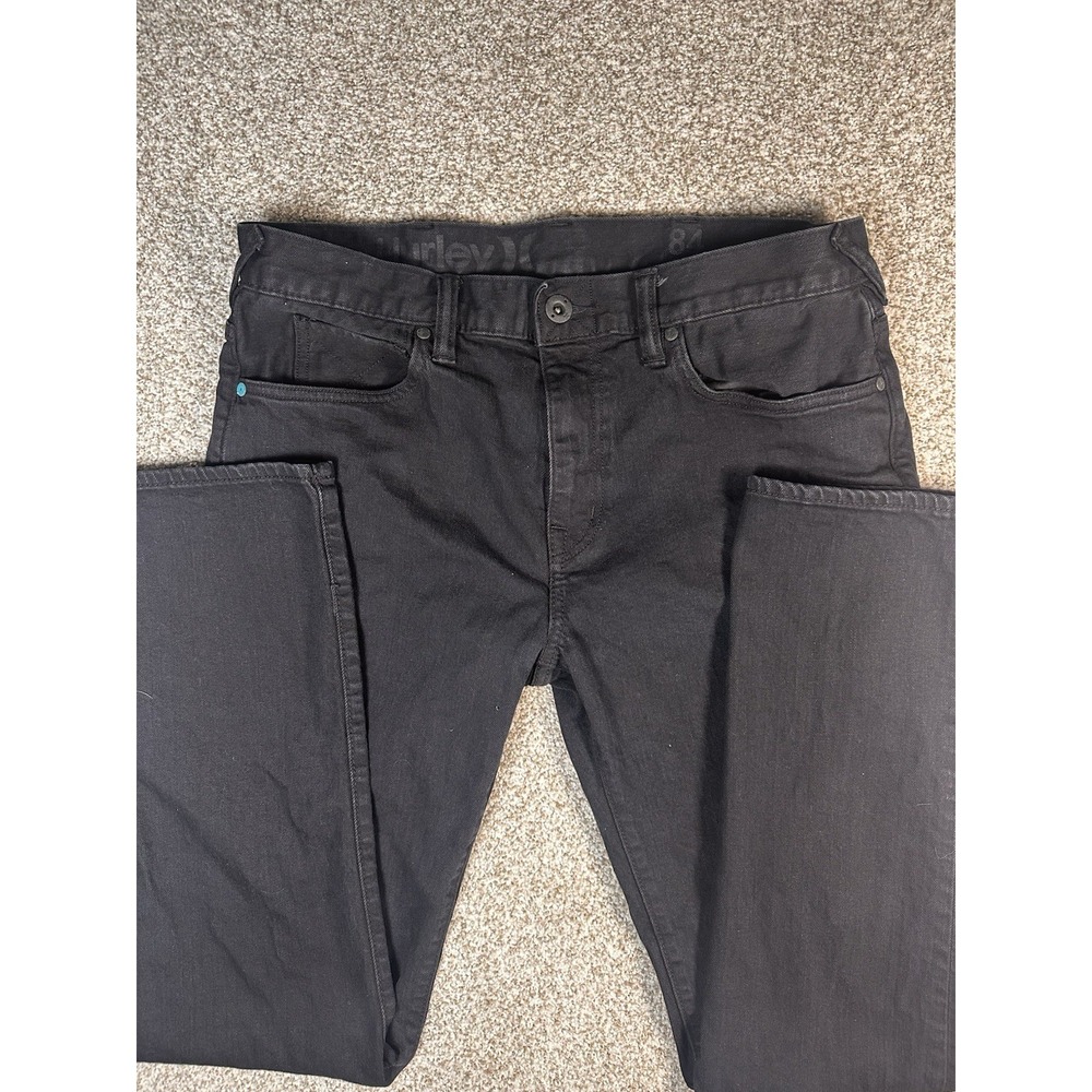 Hurley 84 Slim Fit Jeans Mens 33 Black Denim Straight Leg Dark Wash Casual Wear